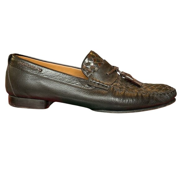 Mezlan Neil Back Brown Leather Woven Tassel Loafer Shoes Mens Size 11.5 M Spain main image 8
